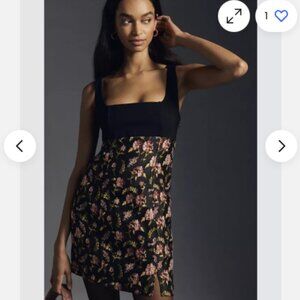 Anthropologie Maeve  Black Floral Mini Dress Size 10 NWOT